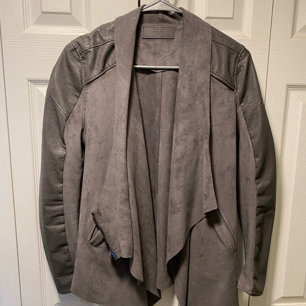 BlankNYC drape faux leather and faux suede moto jacket